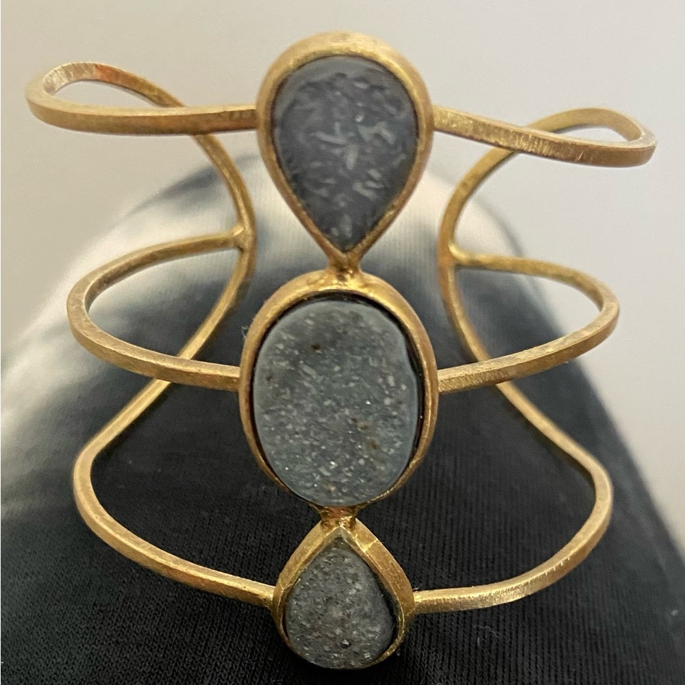 Brushed Gold and Gray Pave Diamond chipped Women's Bracelet